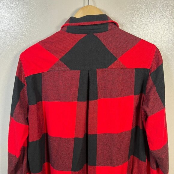 Athleta Heat Gen Flannel 2.0 Shirt Size Medium Canyon Red Black Buffalo Check - Picture 8 of 11
